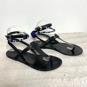 Ancient Greek Sandals x Lemlem black and blue Beaded Strappy Sandals 39 9 wide